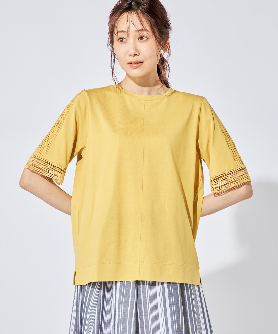 DECOY 【冷感】【汗じみ防止】ひやさらレースTシャツ_variation_1