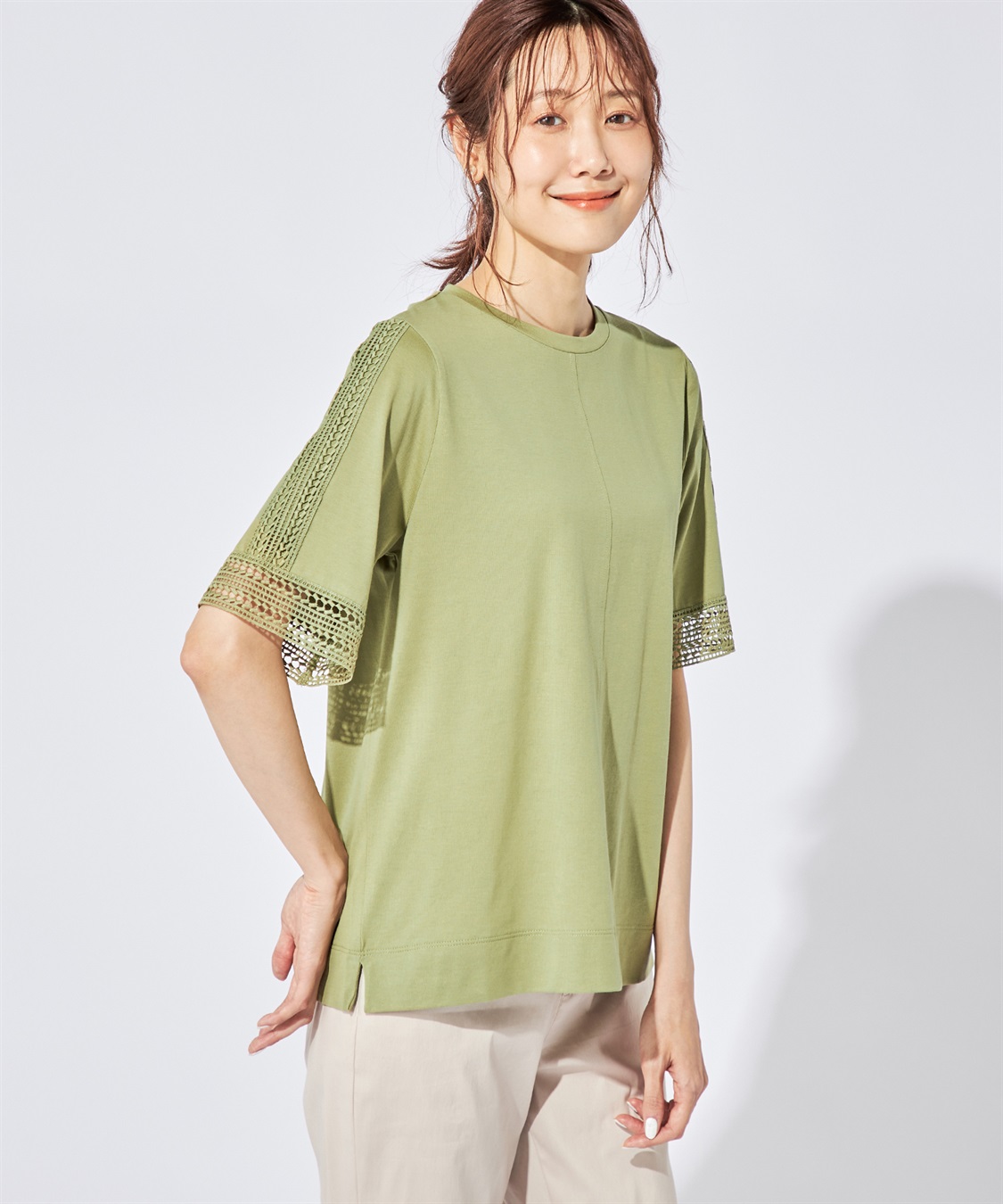DECOY 【冷感】【汗じみ防止】ひやさらレースTシャツ_variation_2
