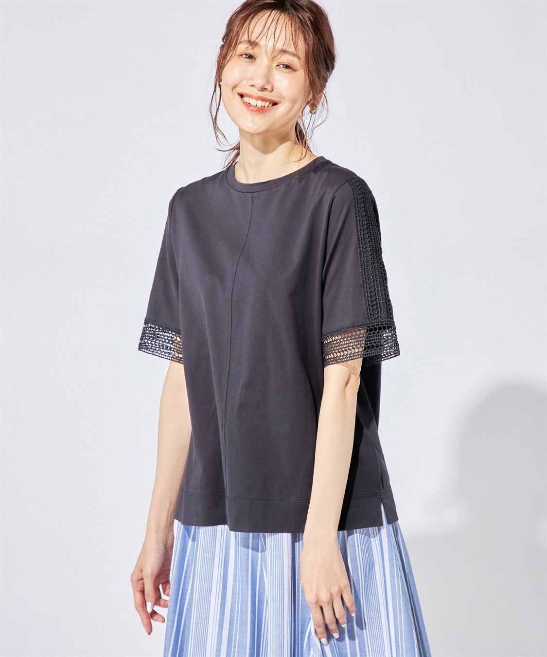 DECOY 【冷感】【汗じみ防止】ひやさらレースTシャツ_variation_3