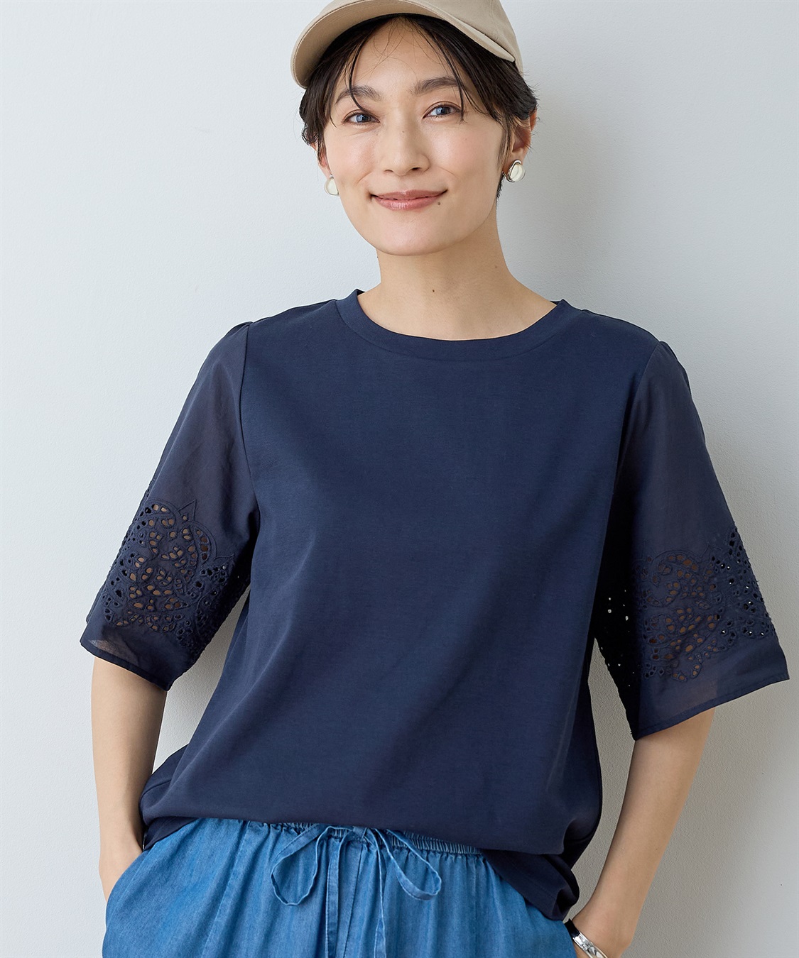 DECOY 【ひやさら】【UVカット】刺しゅうスリーブTシャツ_variation_3