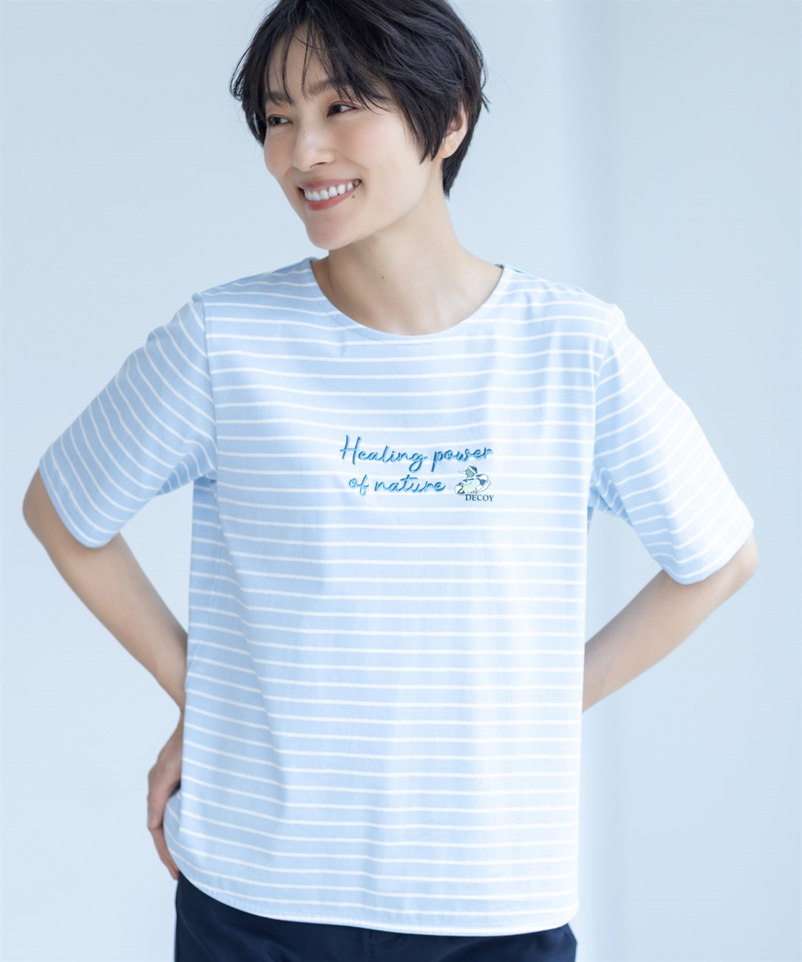 DECOY 【ひやさら】【UVカット】chiyoコイ君ボーダーTシャツ_main