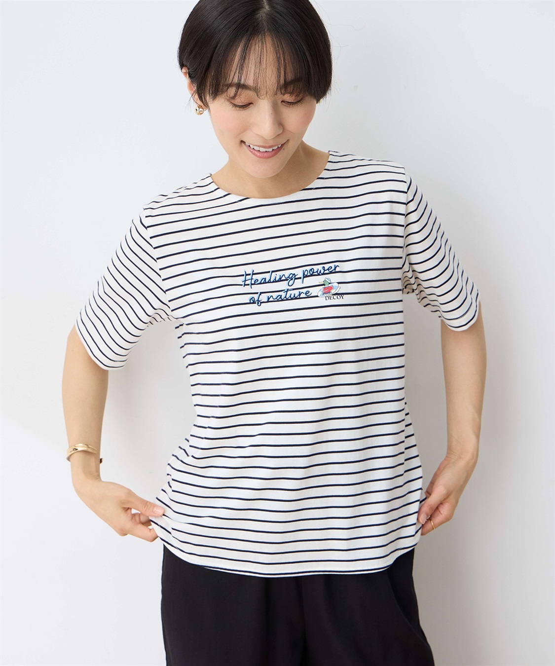 DECOY 【ひやさら】【UVカット】chiyoコイ君ボーダーTシャツ_variation_1