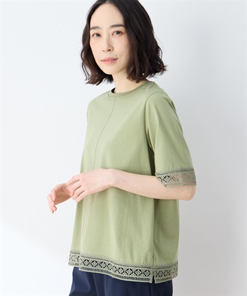 DECOY 【冷感】【UVカット】ひやさらコットンプレミアムレースＴシャツ_variationthumb_2