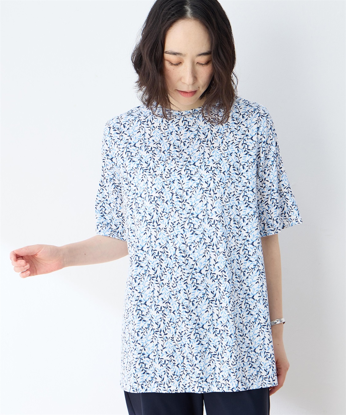 DECOY 【冷感】【UVカット】ひやさらコットンプレミアム袖ギャザーチュニックTシャツ_variation_3