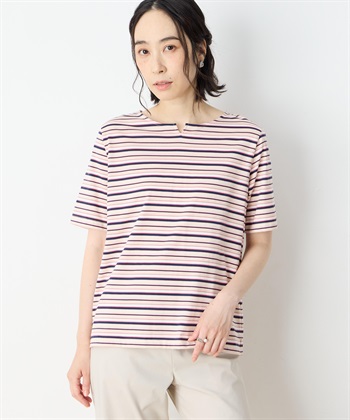 DECOY 【冷感】【UVカット】ひやさらコットンプレミアムマルチボーダーＴシャツ_variationthumb_1