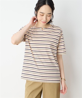 DECOY 【冷感】【UVカット】ひやさらコットンプレミアムマルチボーダーＴシャツ_variationthumb_2