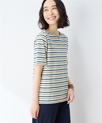 DECOY 【冷感】【UVカット】ひやさらコットンプレミアムマルチボーダーＴシャツ_variationthumb_3