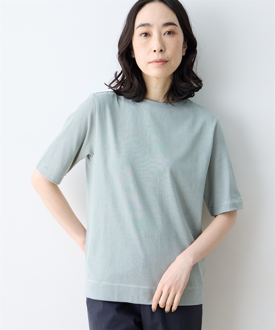 DECOY ミジンボーダー5分袖Tシャツ【オーガニックコットンブレンド】_main
