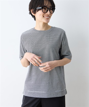 DECOY ミジンボーダー5分袖Tシャツ【オーガニックコットンブレンド】_variationthumb_1