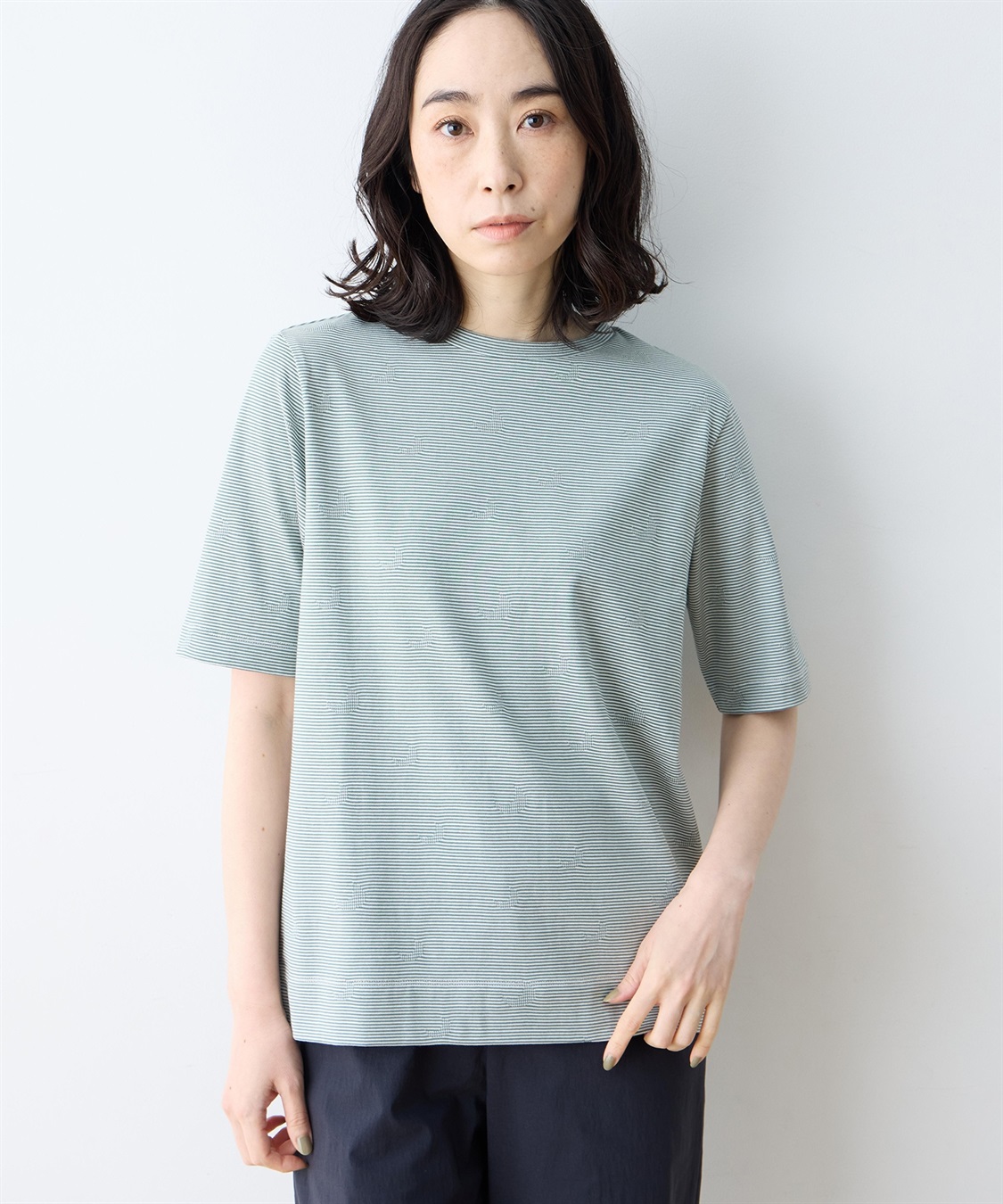 DECOY ミジンボーダー5分袖Tシャツ【オーガニックコットンブレンド】_variation_2