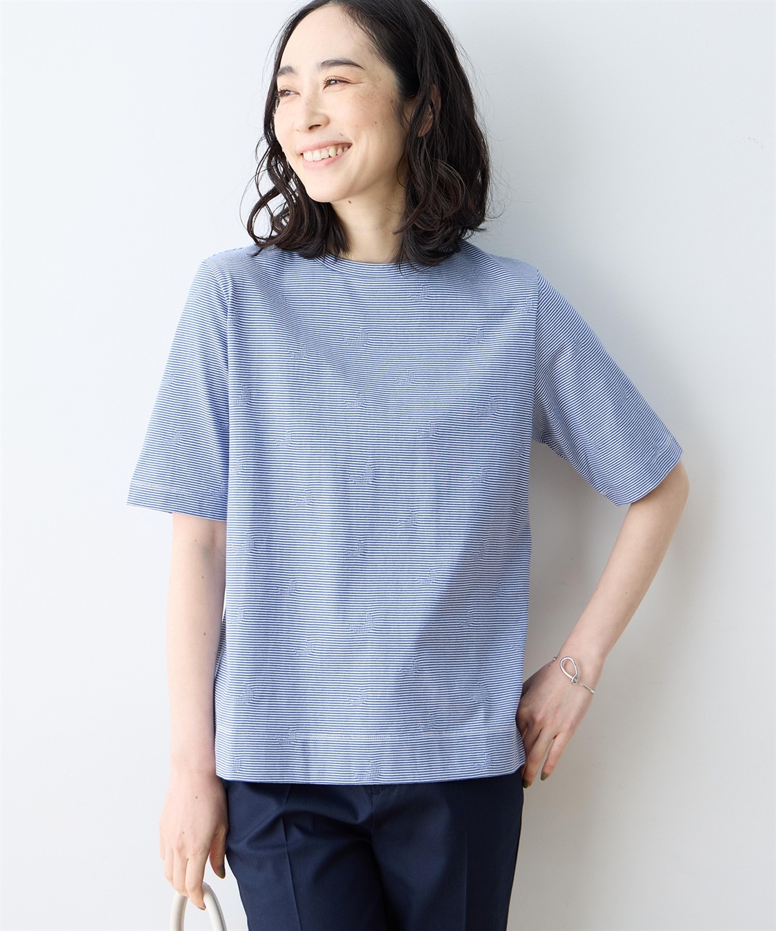 DECOY ミジンボーダー5分袖Tシャツ【オーガニックコットンブレンド】_variation_3
