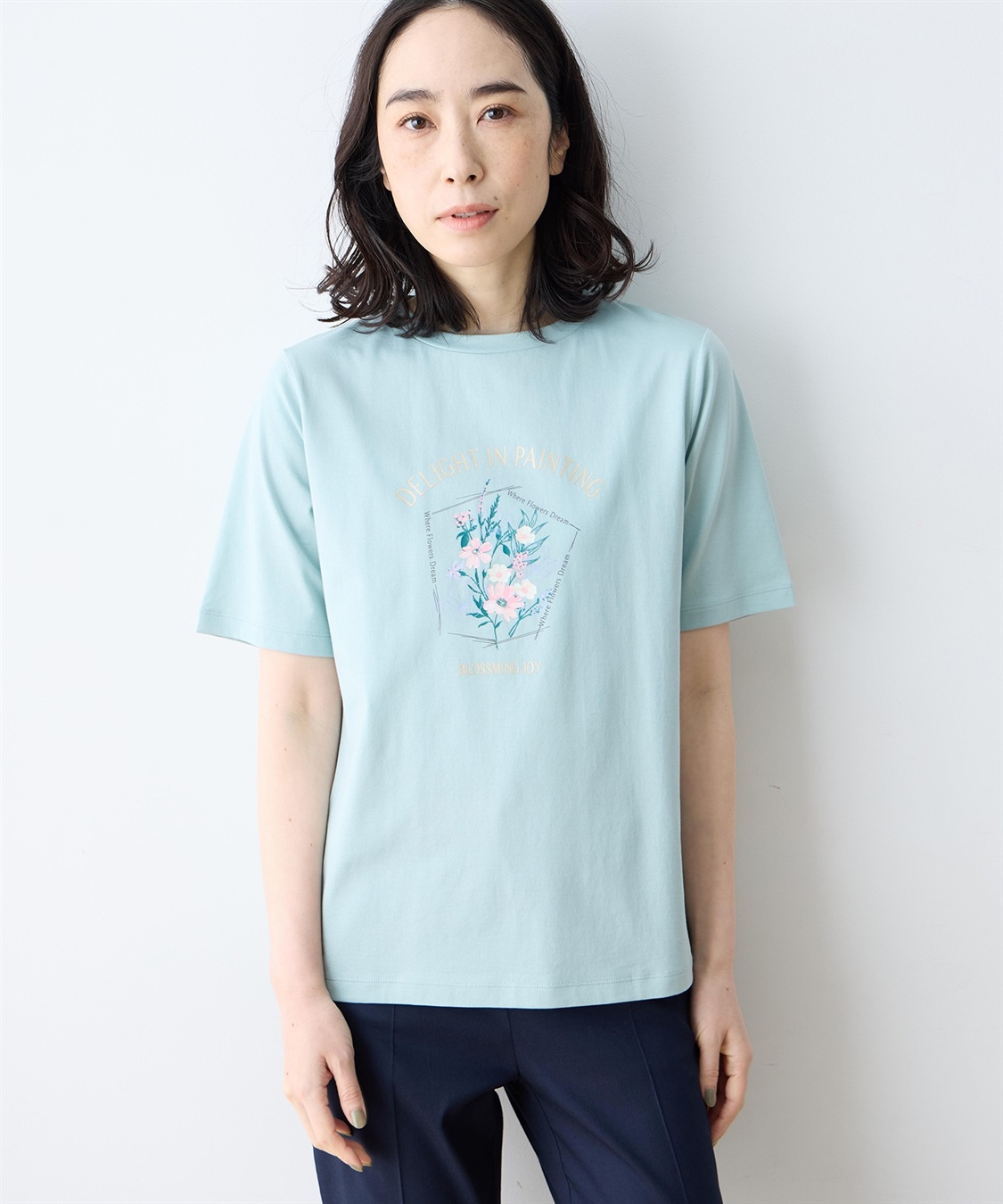 DECOY 【ひやさらコットン】フラワープリントTシャツ【綿100％・接触冷感・UVカット】_variation_2