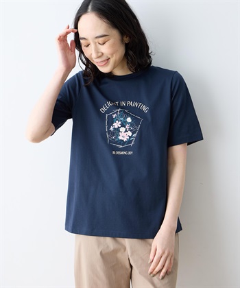 DECOY 【ひやさらコットン】フラワープリントTシャツ【綿100％・接触冷感・UVカット】_variationthumb_3