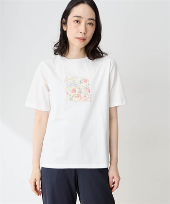 DECOY 【ひやさらコットン】フラワープリントTシャツ【綿100％・接触冷感・UVカット】_variationthumb_1