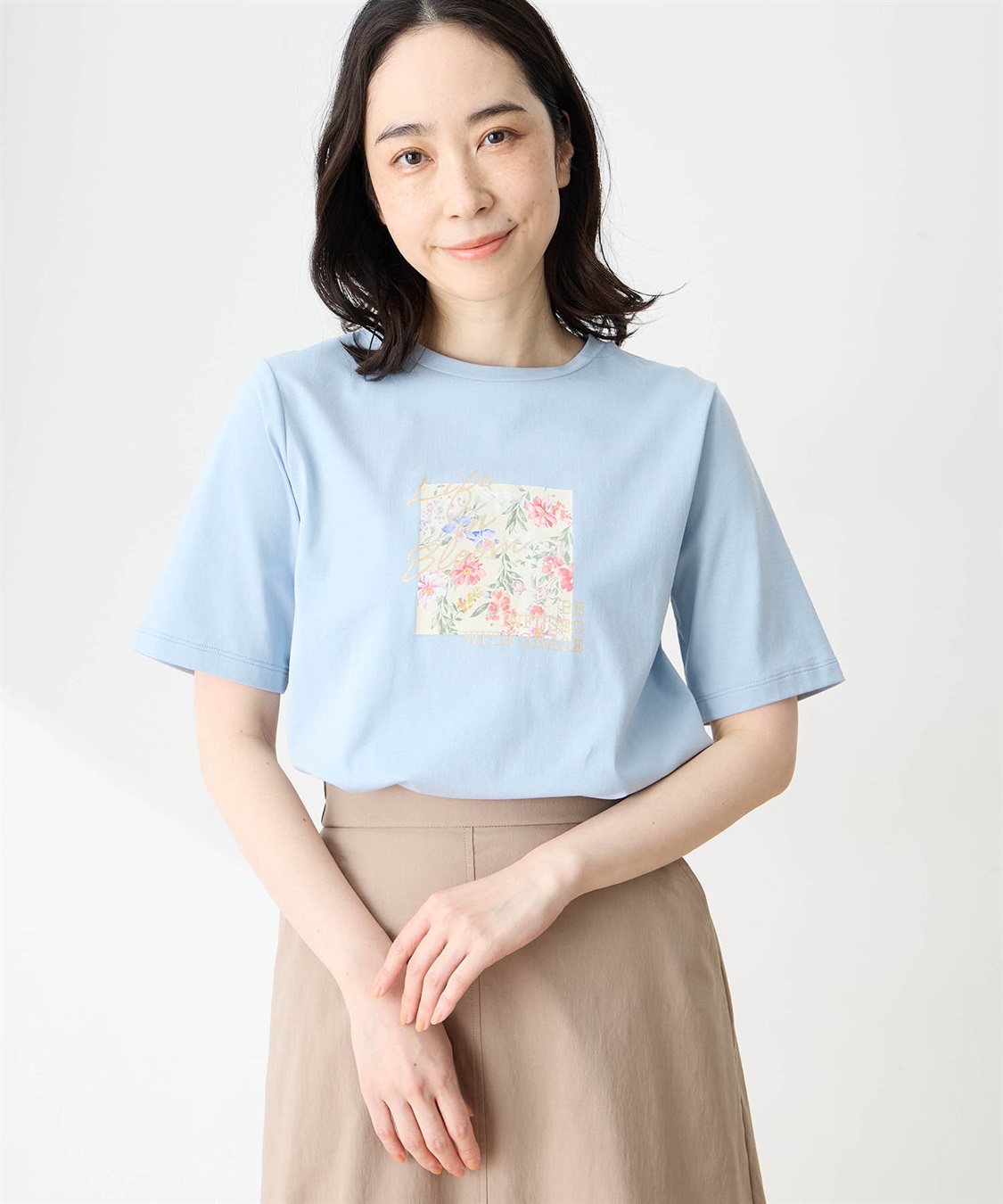 DECOY 【ひやさらコットン】フラワープリントTシャツ【綿100％・接触冷感・UVカット】_variation_2