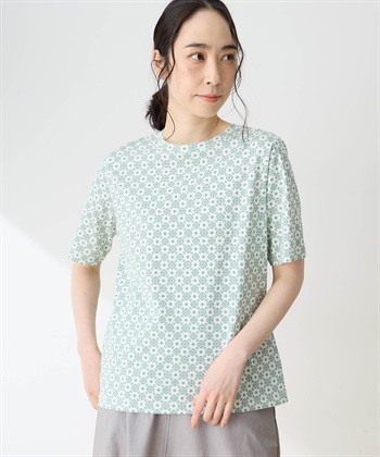 DECOY 【ひやさらコットン】小紋柄プリントTシャツ【綿100％・接触冷感・UVカット】_variationthumb_2