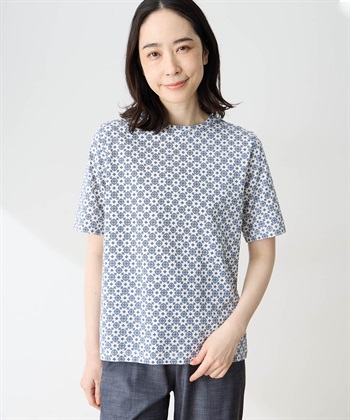 DECOY 【ひやさらコットン】小紋柄プリントTシャツ【綿100％・接触冷感・UVカット】_variationthumb_3