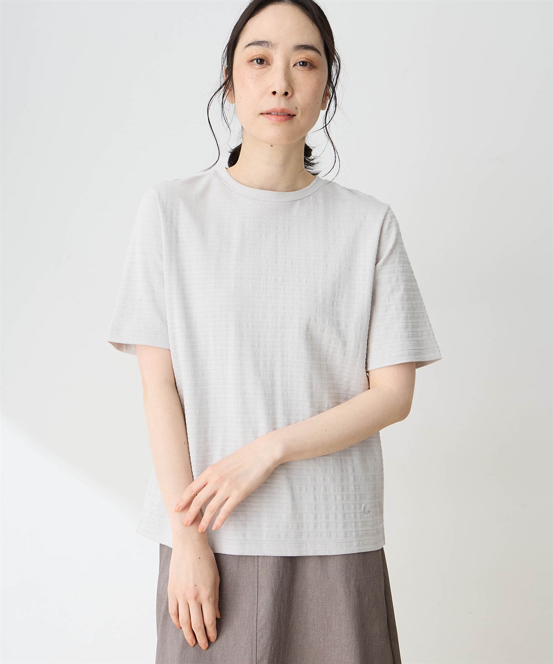 DECOY 【ひやさらコットン】ジャガードチュニックTシャツ【綿100％・接触冷感・UVカット】_variation_1