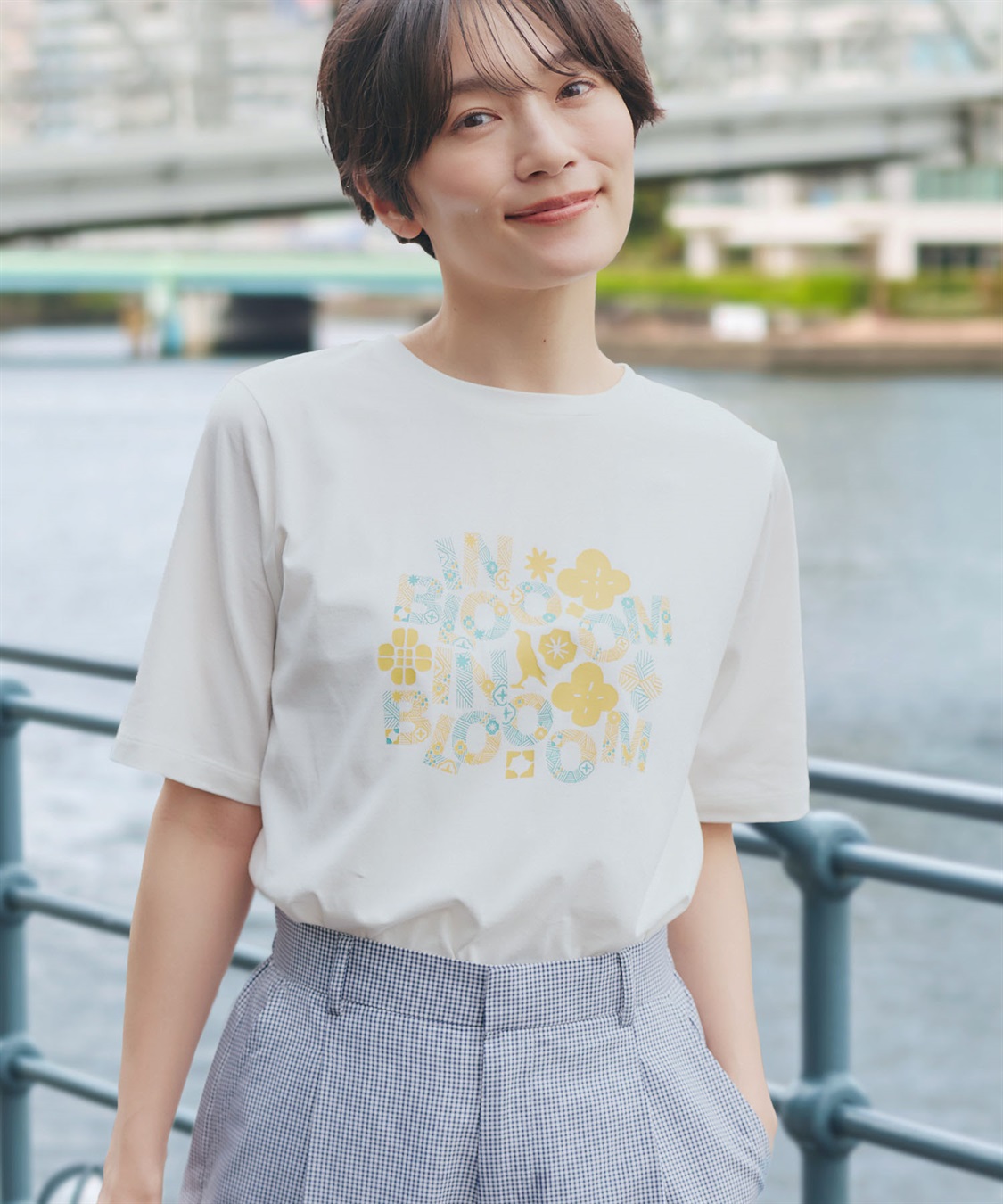 DECOY 【ひやさらコットン in Blooomコラボ】フラワーロゴプリントTシャツ【綿100％・接触冷感・UVカット】_main