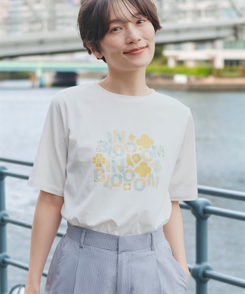 DECOY 【ひやさらコットン in Blooomコラボ】フラワーロゴプリントTシャツ【綿100％・接触冷感・UVカット】_variationthumb_1