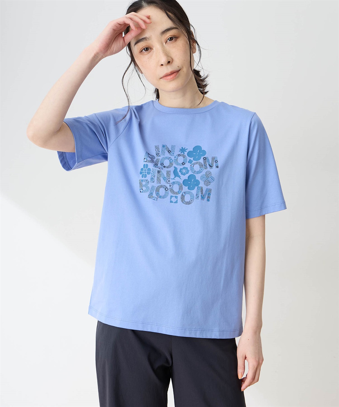 DECOY 【ひやさらコットン in Blooomコラボ】フラワーロゴプリントTシャツ【綿100％・接触冷感・UVカット】_variation_2