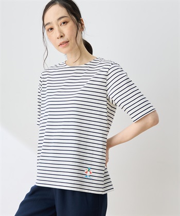 DECOY 【ひやさらコットン トムさんコラボ】コイくんプリントボーダーTシャツ【綿100％・接触冷感・UVカット】_variationthumb_1