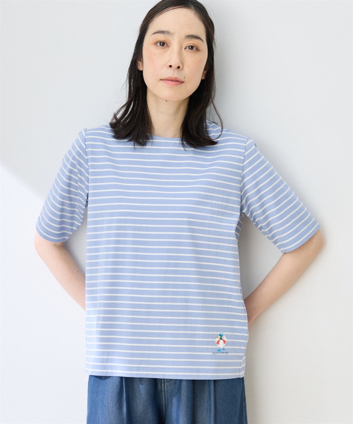 DECOY 【ひやさらコットン トムさんコラボ】コイくんプリントボーダーTシャツ【綿100％・接触冷感・UVカット】_variation_2