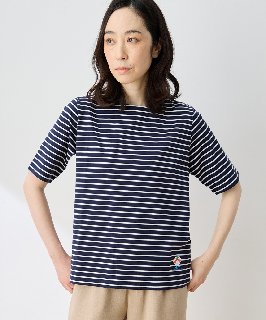 DECOY 【ひやさらコットン トムさんコラボ】コイくんプリントボーダーTシャツ【綿100％・接触冷感・UVカット】_variation_3