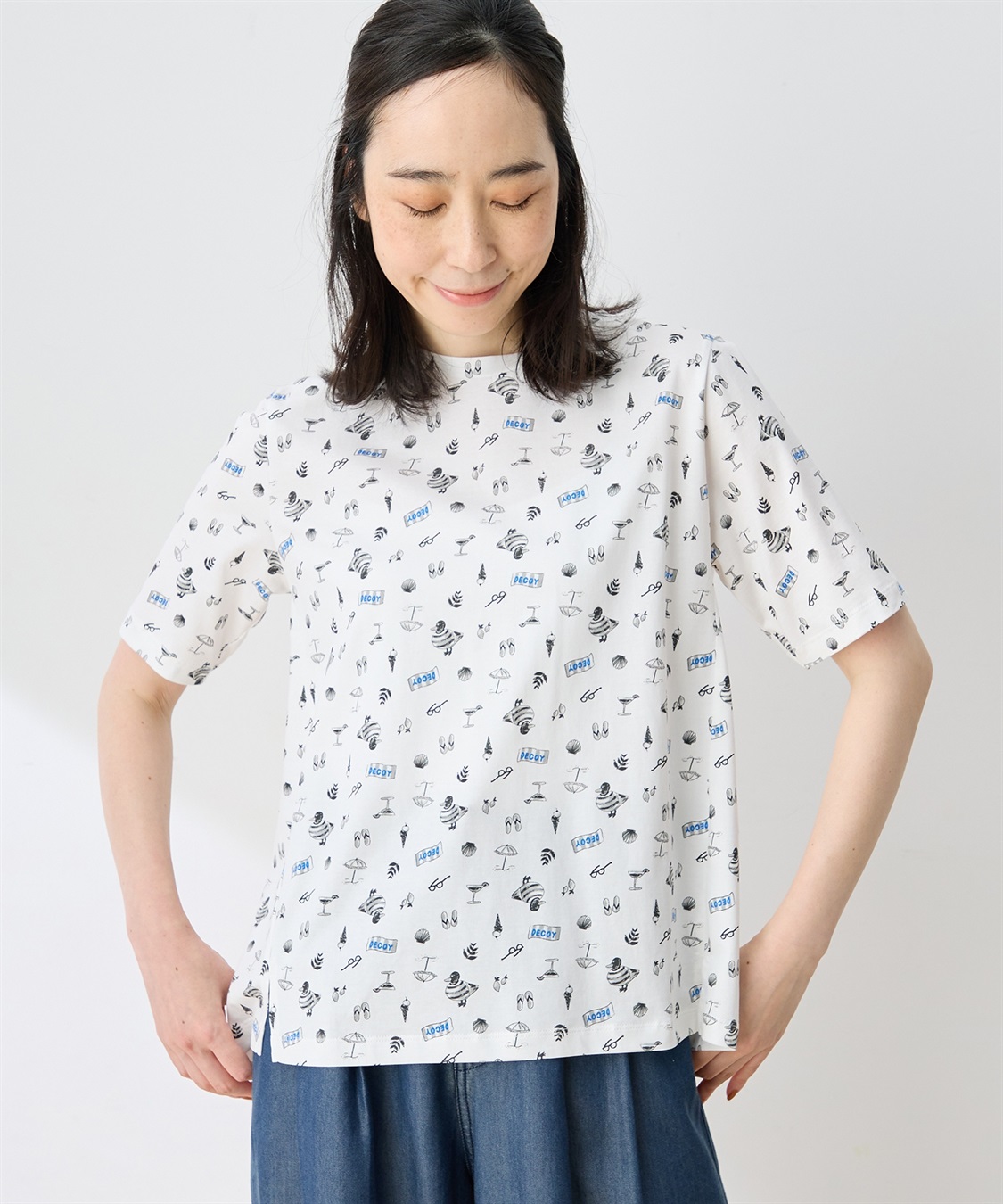 DECOY 【ひやさらコットン トムさんコラボ】コイくん総柄プリントTシャツ【綿100％・接触冷感・UVカット】_variation_1
