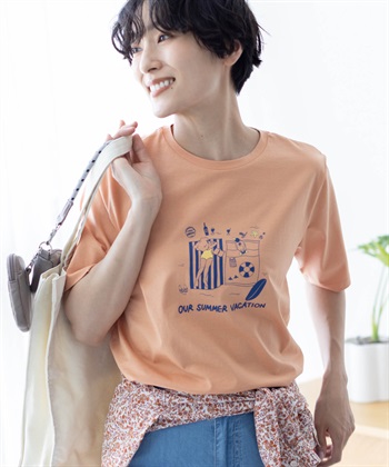 【ひやさらコットン トムさんコラボ】コイくんプリントTシャツ（モデル画像）