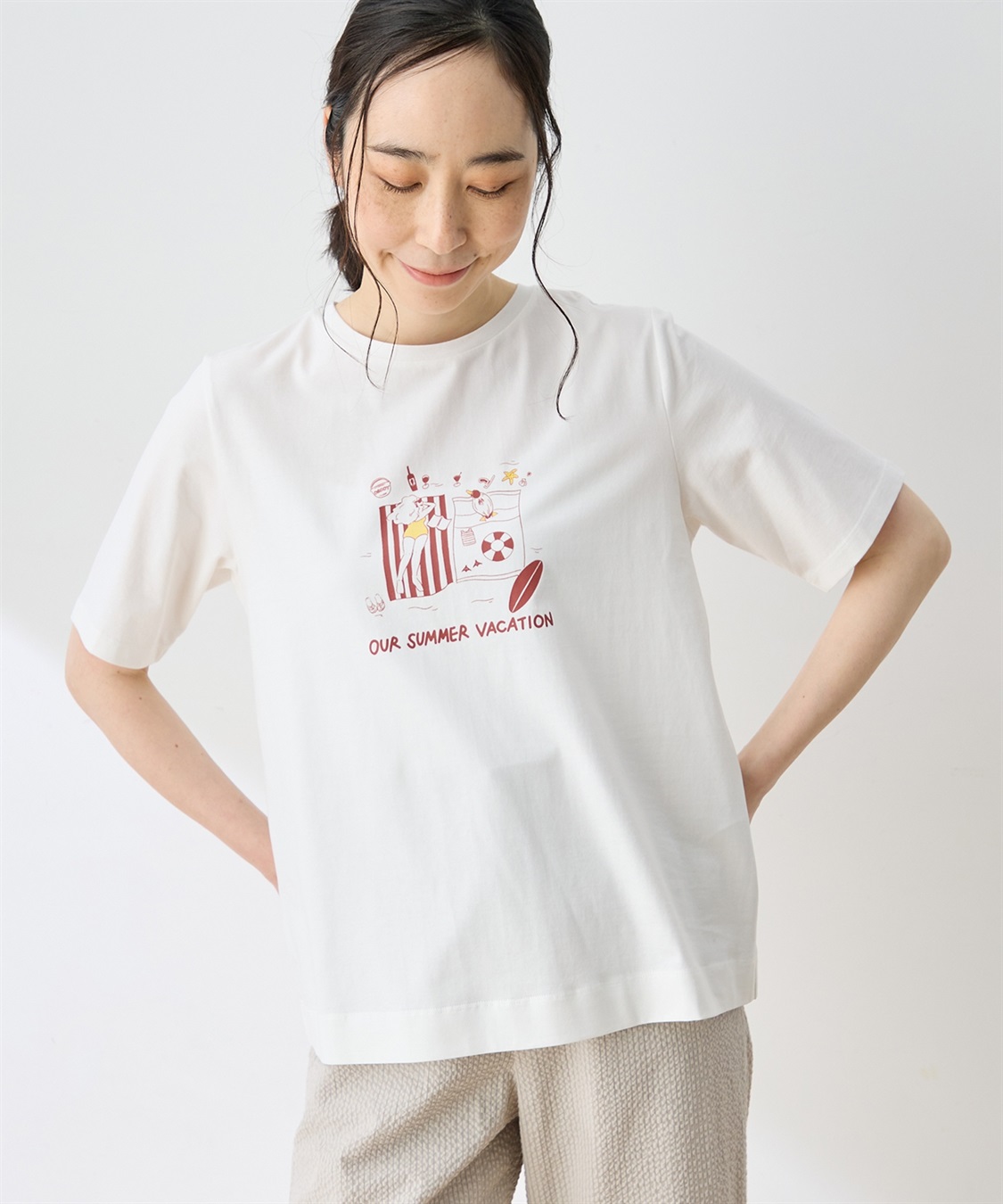 DECOY 【ひやさらコットン トムさんコラボ】コイくんプリントTシャツ【綿100％・接触冷感・UVカット】_variation_1