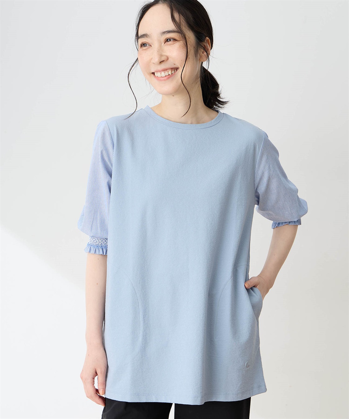 DECOY 刺しゅうドッキングチュニックプルオーバー【接触冷感・UVカット】_variation_1