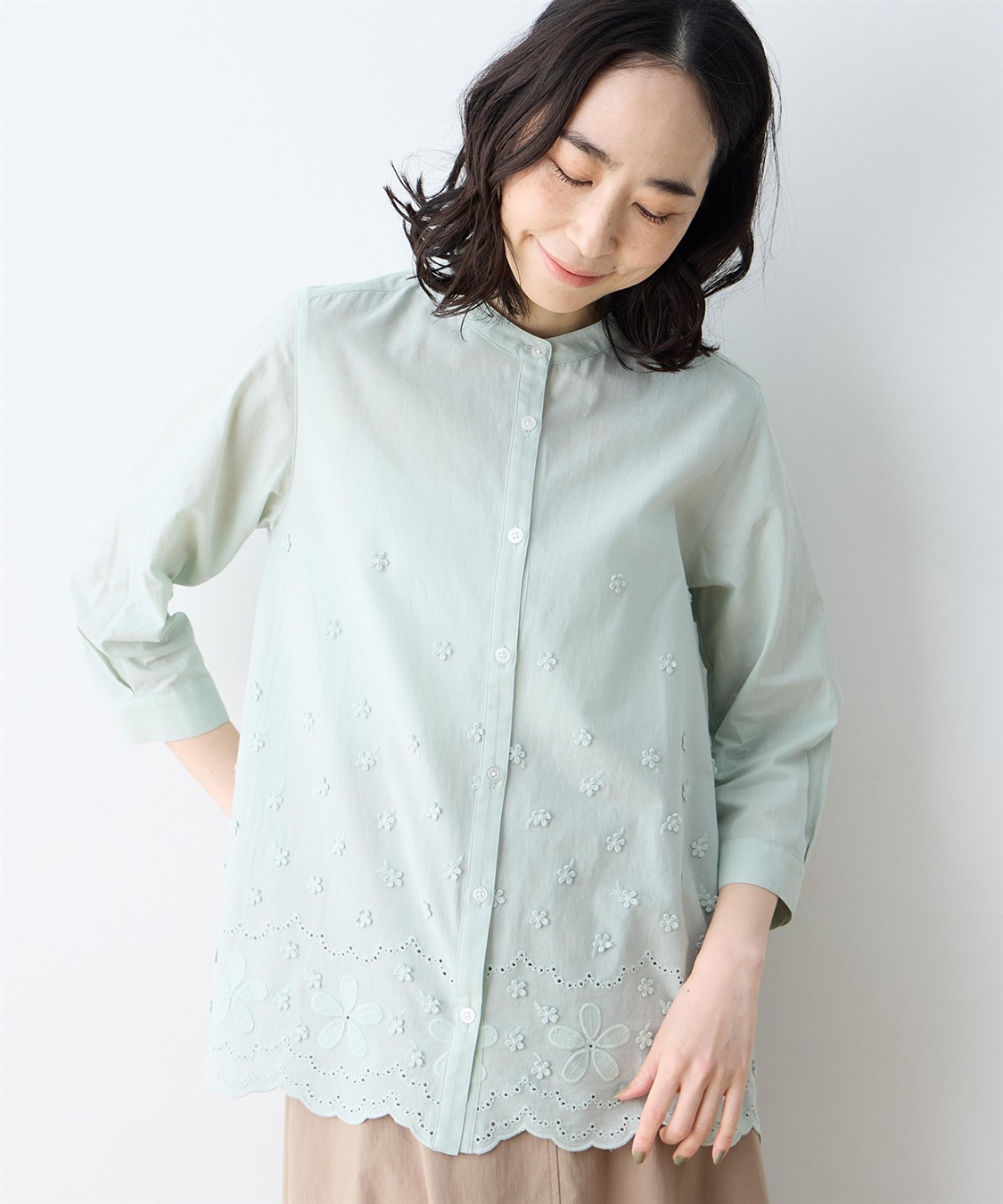 DECOY フラワープリント刺繍ブラウス_main