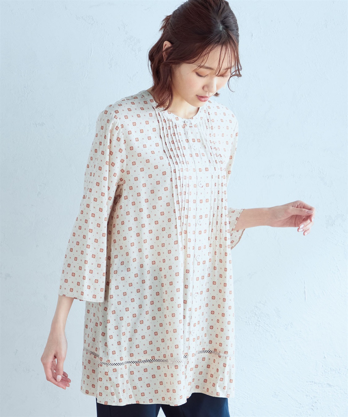DECOY 小紋柄シャツチュニック_main