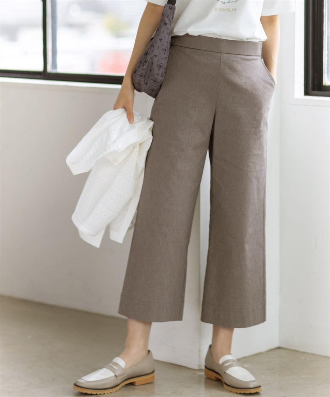 DECOY ストレッチワイドパンツ【接触冷感・ウォッシャブル・後ろウエストゴム】_main