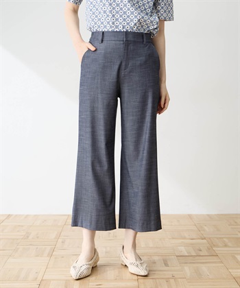 DECOY シャンブレーストレッチセミワイドパンツ【接触冷感・シワになりにくい・後ろウエストゴム】_variationthumb_2