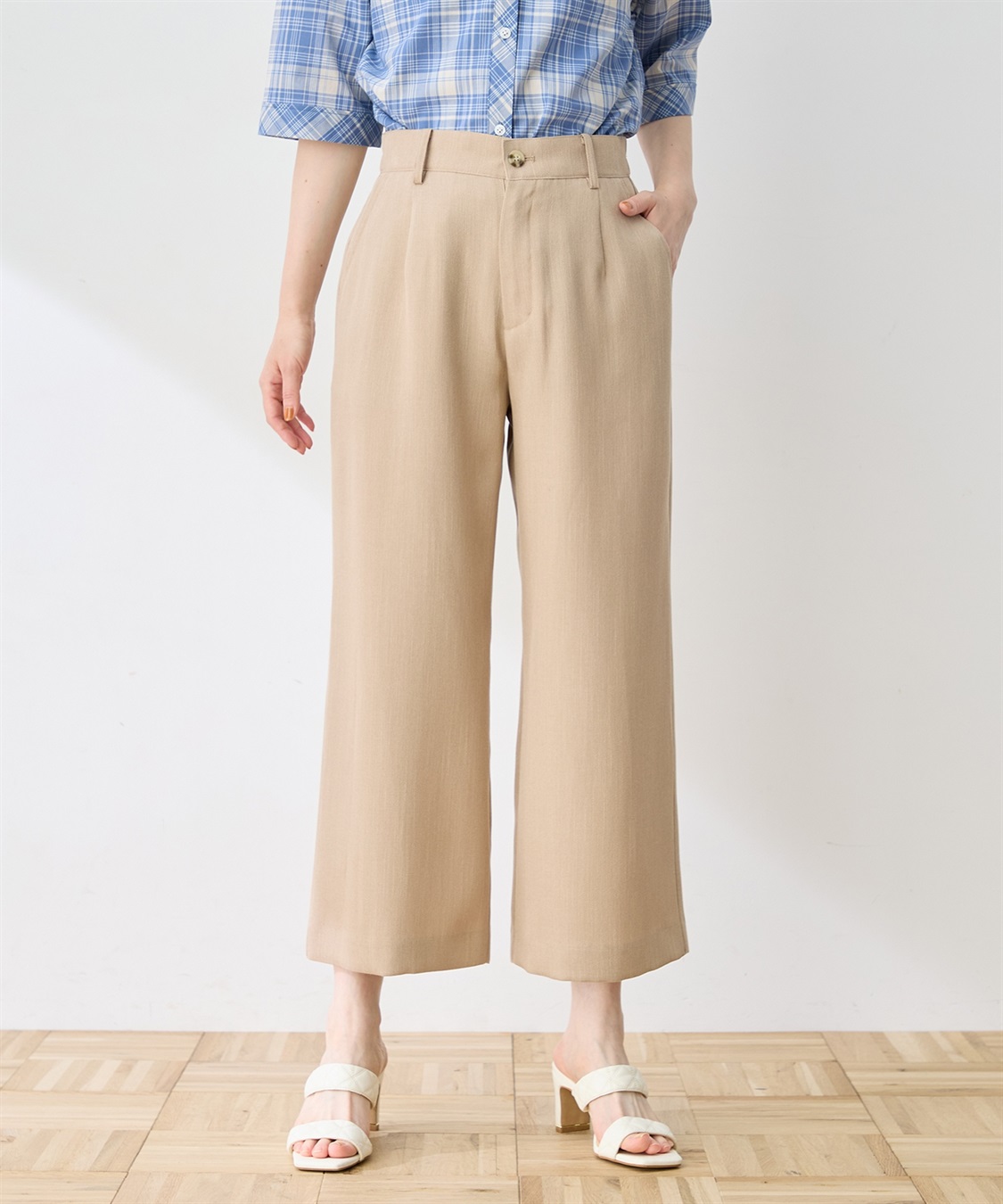 DECOY リネンミックスタックワイドパンツ【接触冷感・後ろウエストゴム】_main