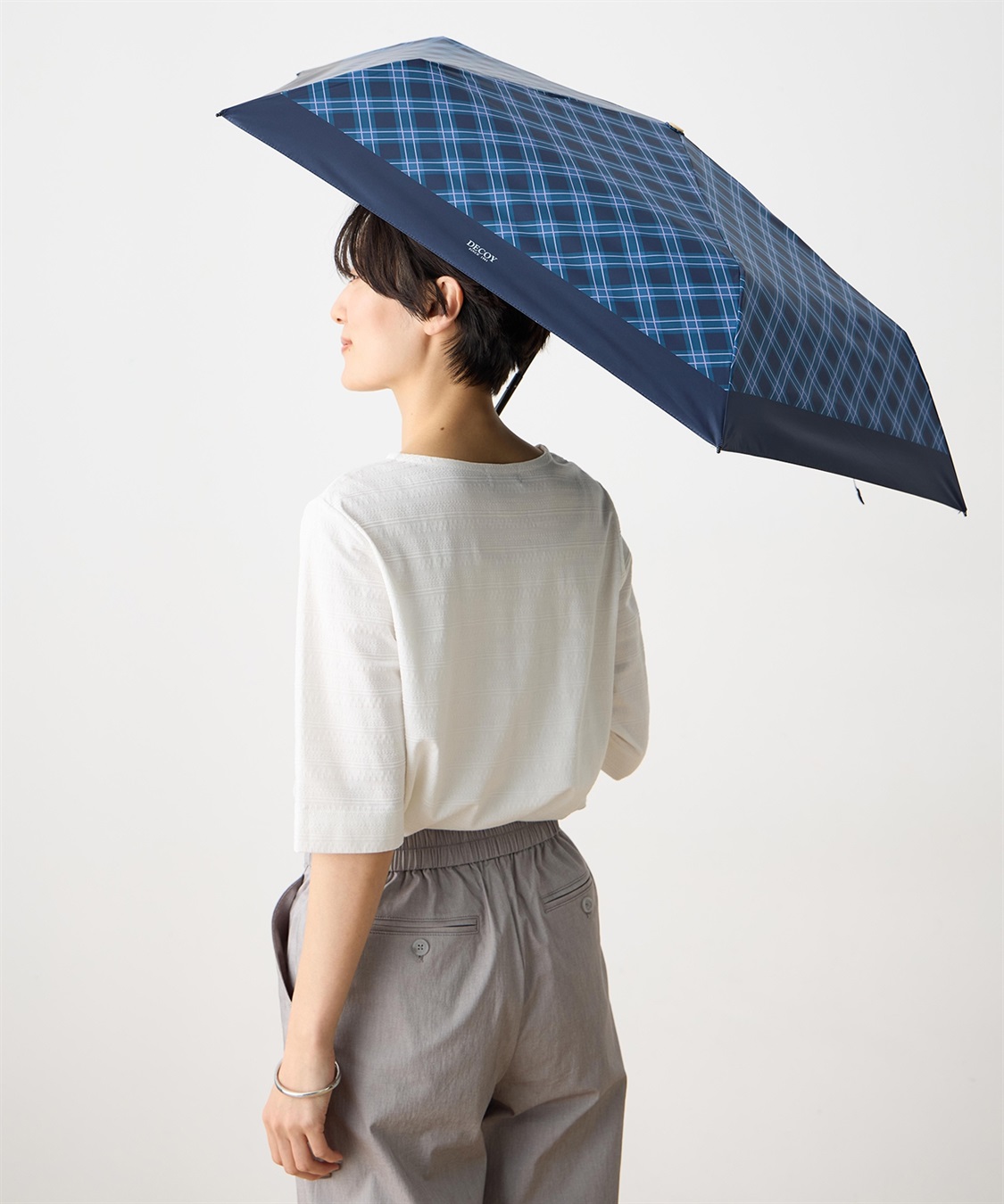 DECOY チェック折り畳み傘【晴雨兼用】【UVカット】【遮熱】【軽量】_variation_2