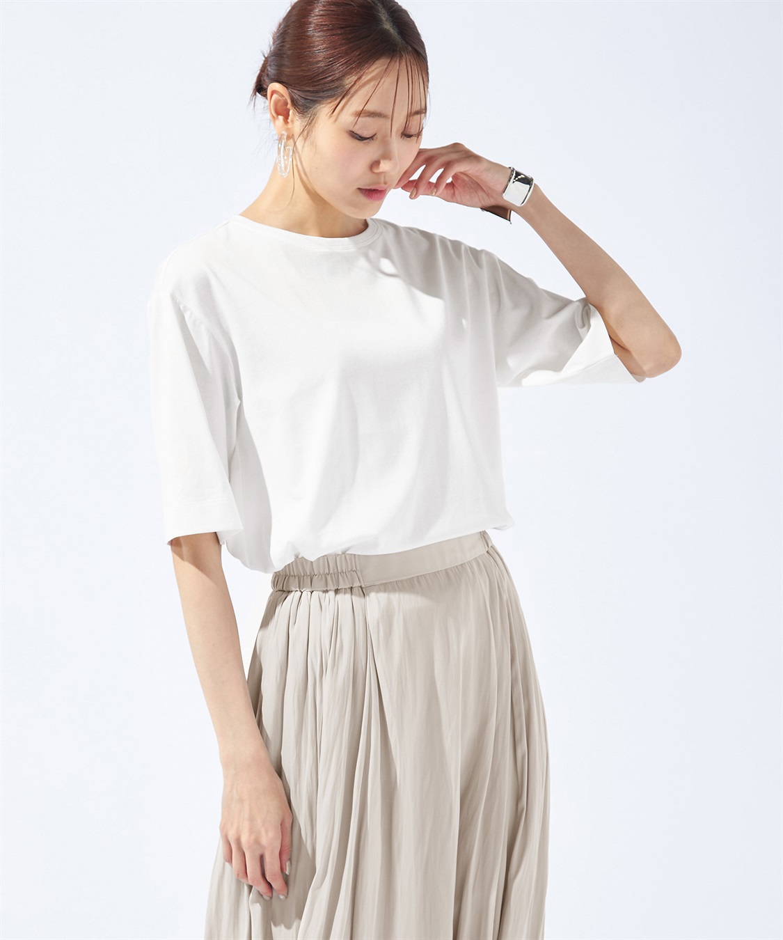 Petit Honfleur 【汗じみ防止・UVカット・冷感】バックタックTシャツ_variation_1
