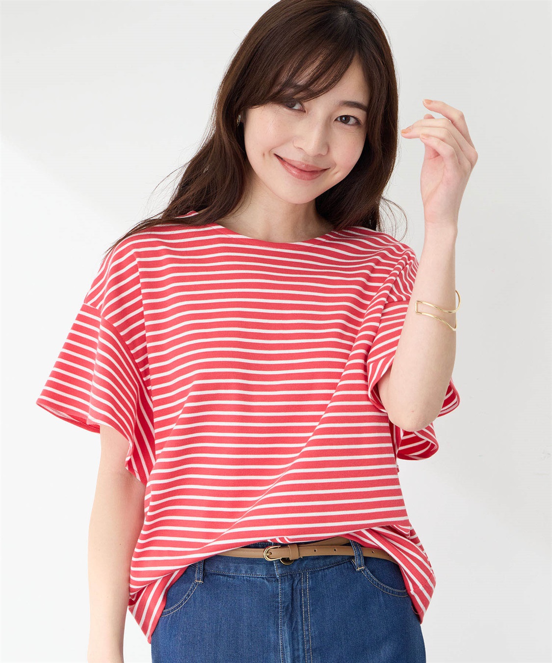 Petit Honfleur フリルスリーブボーダーTシャツ_variation_2