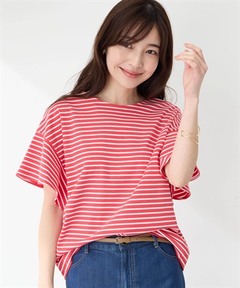 Petit Honfleur フリルスリーブボーダーTシャツ_variationthumb_2