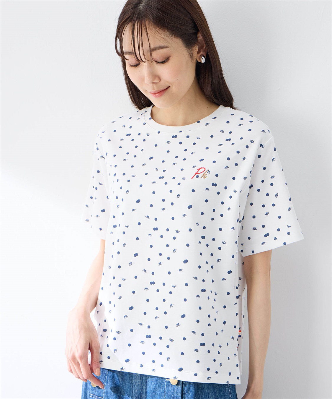 Petit Honfleur 【UVカット】【接触冷感】ドットプリントTシャツ_variation_2