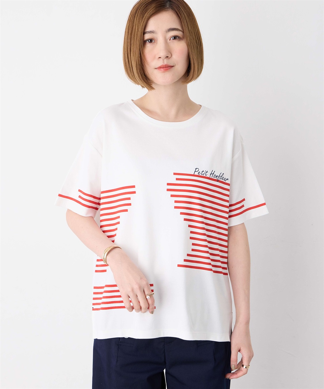 Petit Honfleur 【冷感】デザインボーダーＴシャツ_variation_1