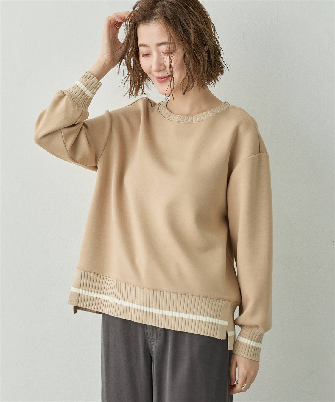 Petit Honfleur リブニットドッキングプルオーバー_variation_1