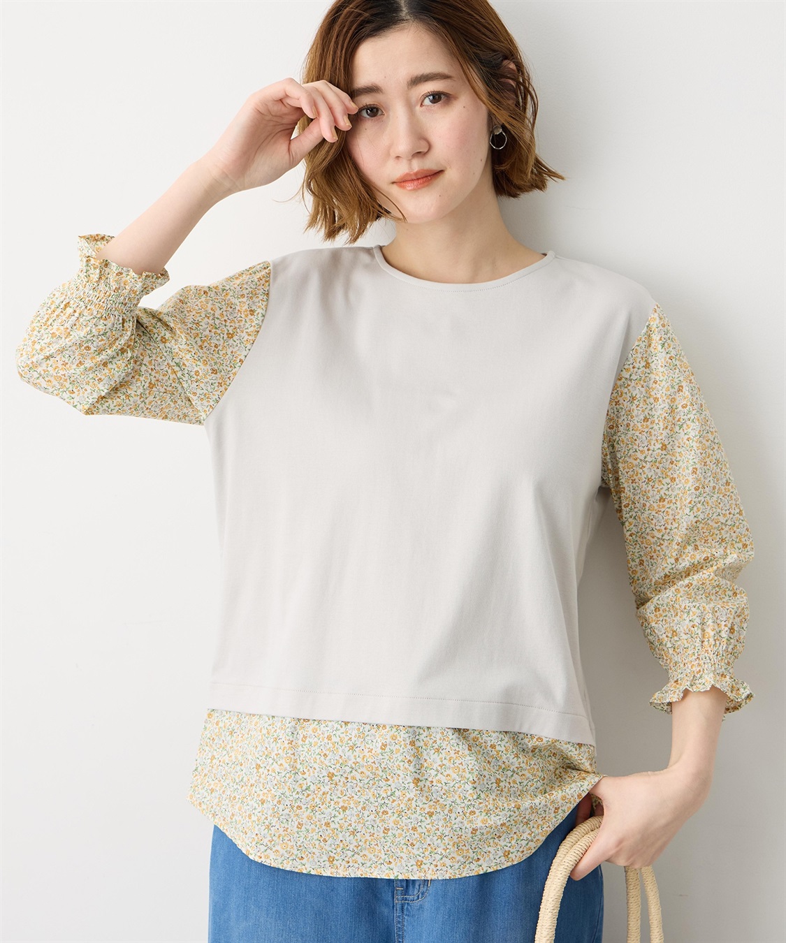 Petit Honfleur 【Liberty】リバティレイヤード風プルオーバー【オーガニックコットン・UVカット・接触冷感】_variation_1