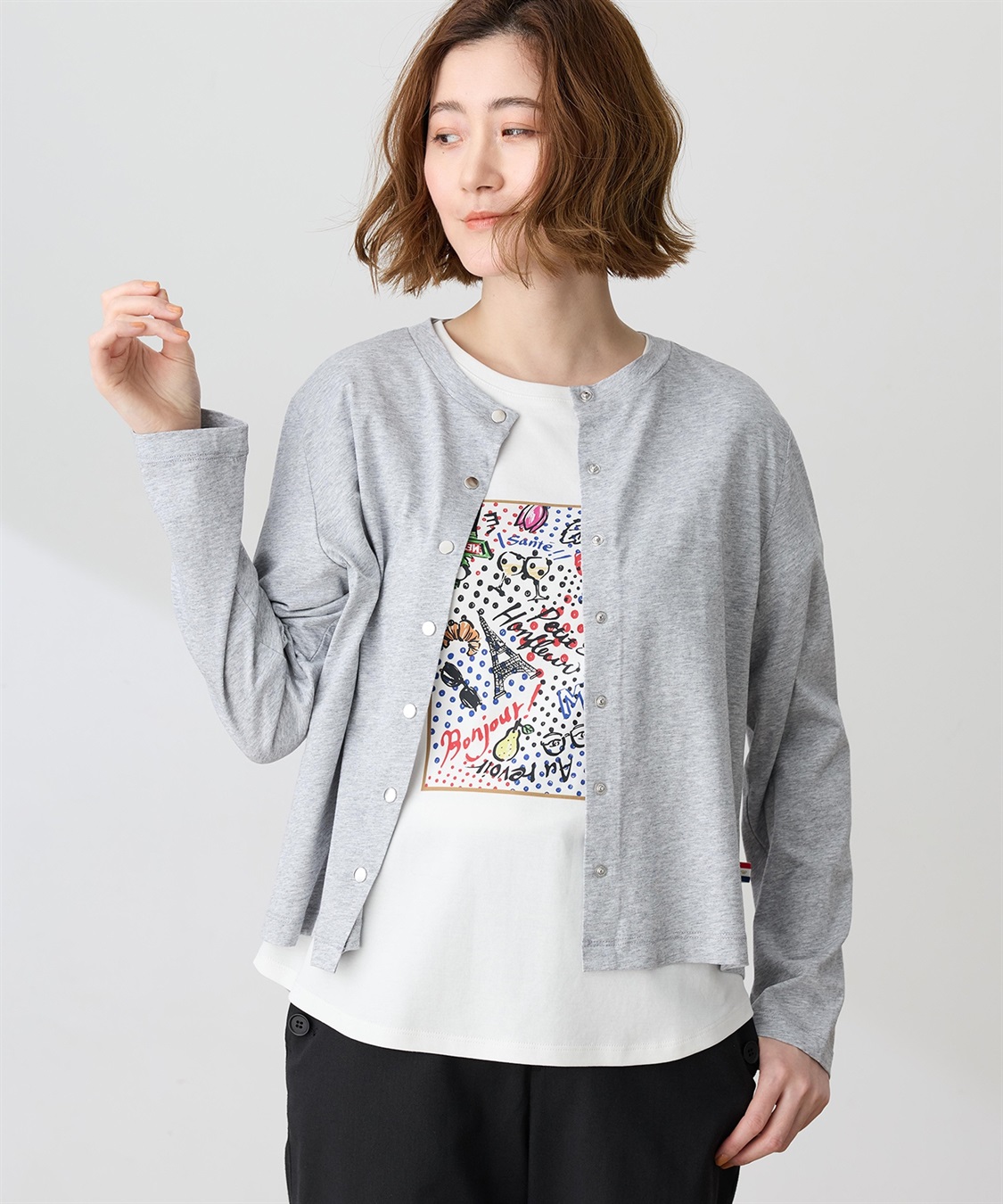 Petit Honfleur シアーコットンクルーネックカットカーディガン【接触冷感・UVカット】_variation_1