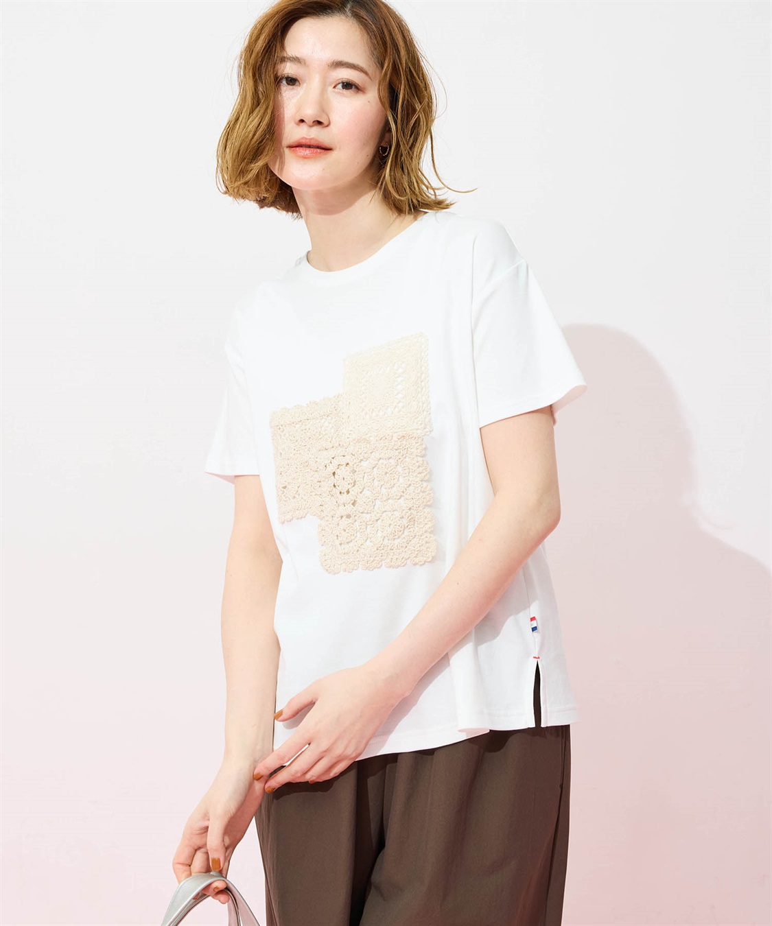 Petit Honfleur モチーフレースTシャツ【オーガニックコットンブレンド・接触冷感・UVカット】_main