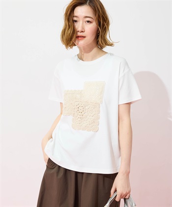 Petit Honfleur モチーフレースTシャツ【オーガニックコットンブレンド・接触冷感・UVカット】_variationthumb_1