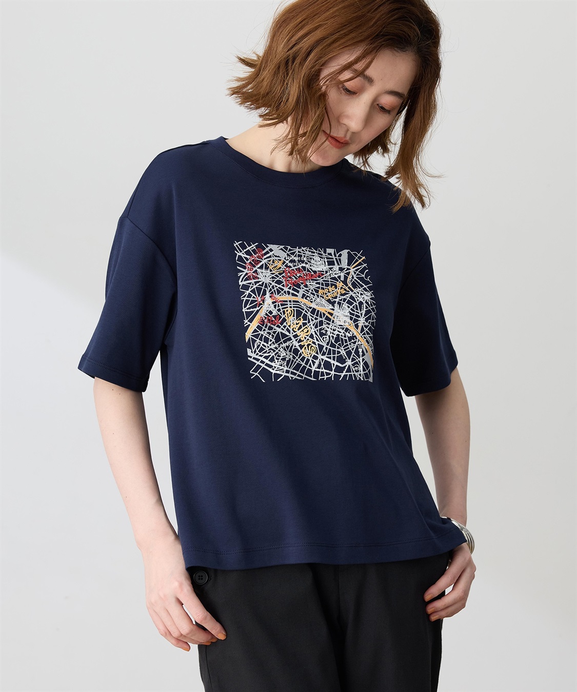 Petit Honfleur 【イラストレーターコラボ】マップモチーフプリントTシャツ【接触冷感・UVカット・オーガニックコットンブレンド】_variation_3
