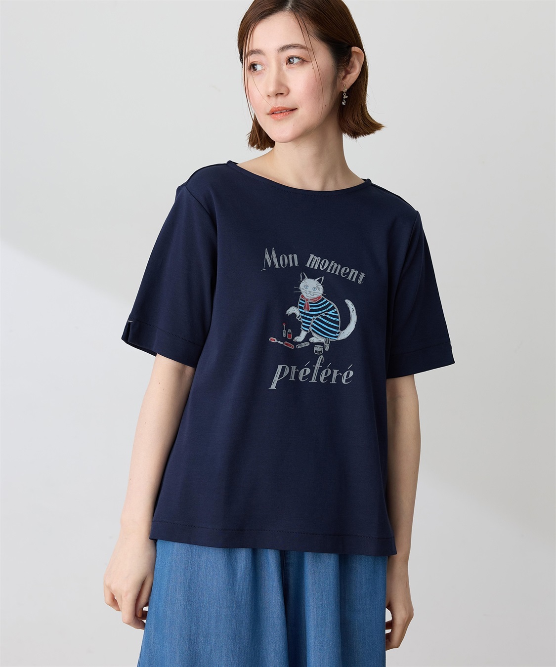 Petit Honfleur 【イラストレーターコラボ】猫プリントTシャツ【接触冷感・UVカット・オーガニックコットンブレンド】_variation_2
